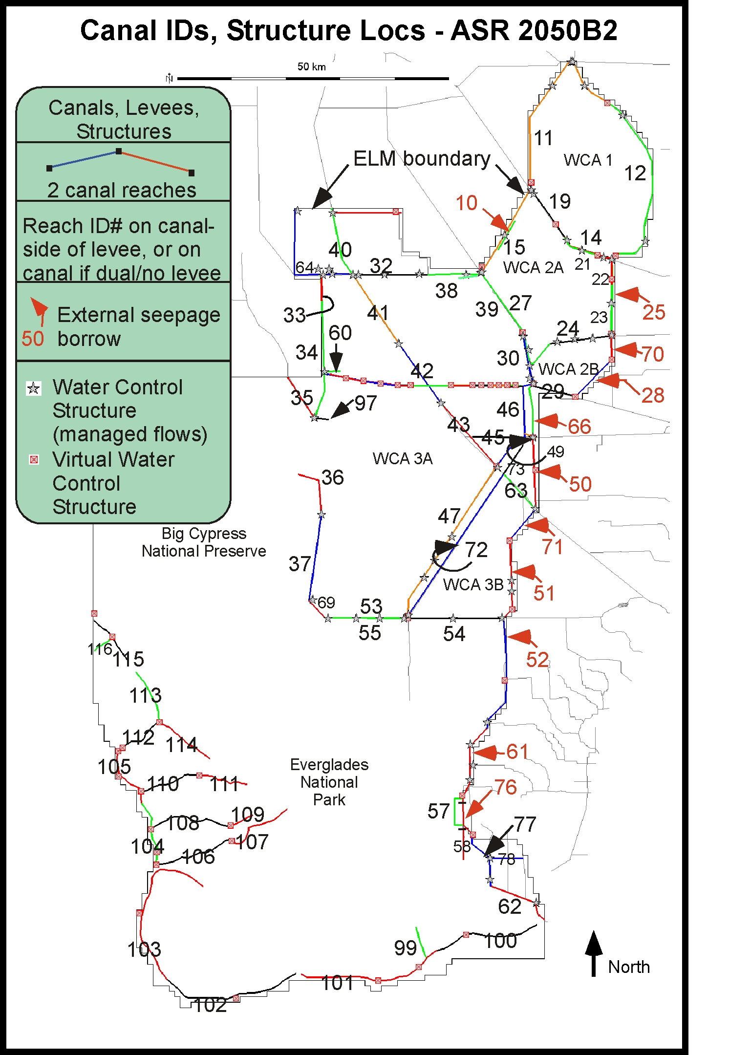 2050B2: Canal/levee and water control structure map