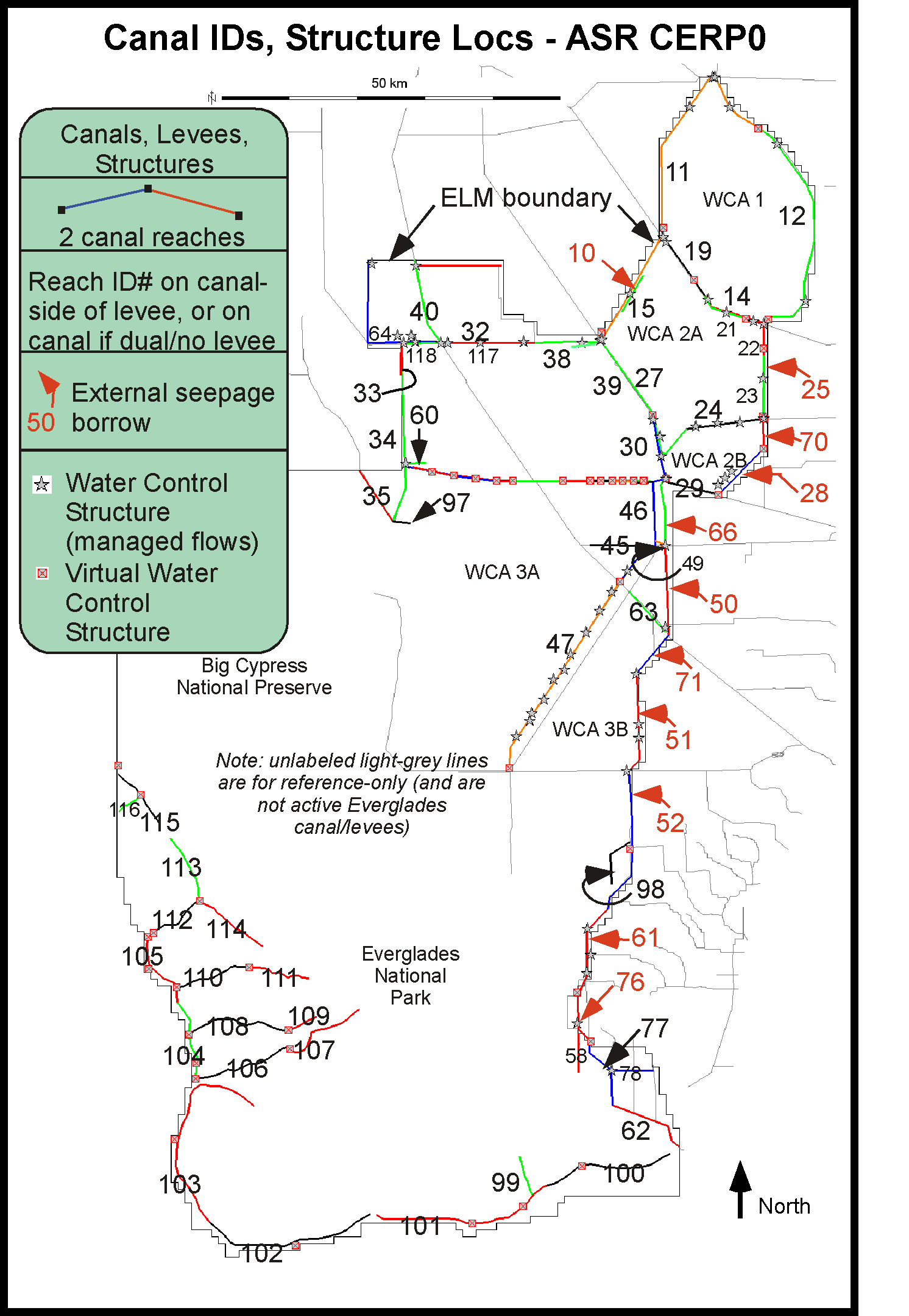 CERP0: Canal/levee and water control structure map