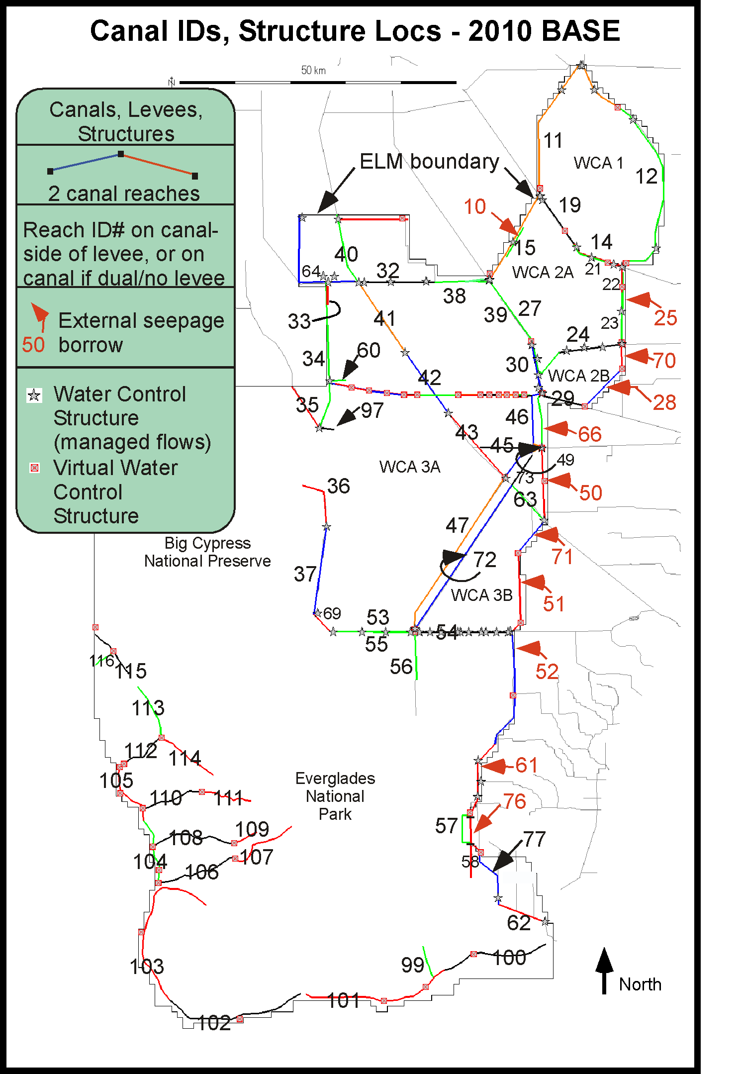 2010BASE: Canal/levee and water control structure map